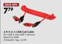 Princess Auto 6 ft 4-in-1 USB Coil Cable offer