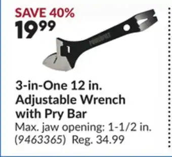 Princess Auto 3-in-One 12 in. Adjustable Wrench with Pry Bar offer