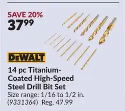 Princess Auto DEWALT 14 pc Titanium-Coated High-Speed Steel Drill Bit Set offer