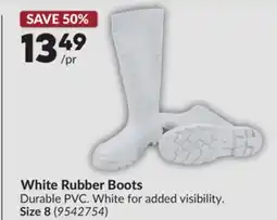 Princess Auto White Rubber Boots, Size 8 offer
