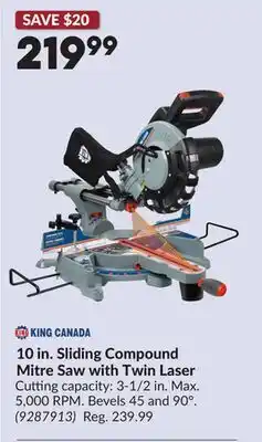 Princess Auto 10 in. Sliding Compound Mitre Saw with Twin Laser offer
