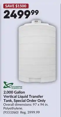 Princess Auto 2,000 Gallon Vertical Liquid Transfer Tank offer