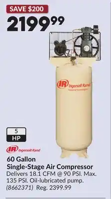 Princess Auto 60 Gallon Single-Stage Air Compressor offer