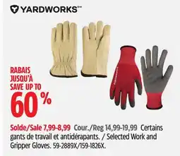 Canadian Tire YARDWORKS Selected Work and Gripper Gloves offer