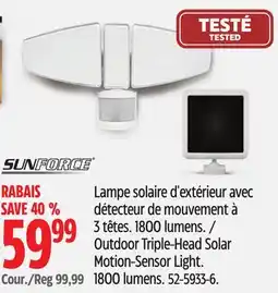 Canadian Tire Outdoor Triple-Head Solar Motion-Sensor Light offer