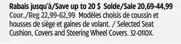 Canadian Tire Selected Seat Cushion, Covers and Steering Wheel Covers offer