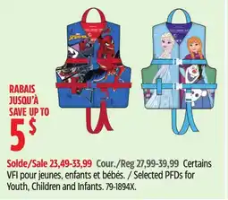 Canadian Tire Selected PFDs for Youth, Children and Infants offer