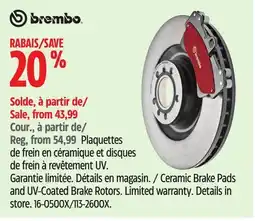Canadian Tire Ceramic Brake Pads and UV-Coated Brake Rotors offer