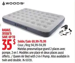 Canadian Tire WOODS Queen Air Bed with 2-in-1 Pump offer