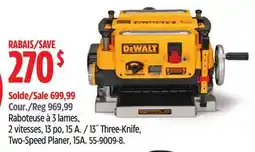 Canadian Tire Dewalt 13˝ Three-Knife, Two-Speed Planer, 15A offer
