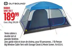 Canadian Tire OUTBOUND 10-Person Big Window Cabin Tent with Storage Closet & Movie Screen offer