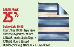 Canadian Tire CANVAS Munro Striped Outdoor/RV Rug, Navy offer