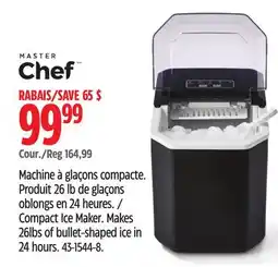 Canadian Tire Master Chef Compact Ice Maker. Makes 26lbs of bullet-shaped ice in 24 hours offer
