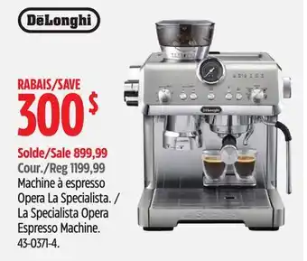 Canadian Tire De'Longhi La Specialista Opera Espresso Machine offer