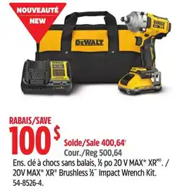 Canadian Tire Dewalt 20V MAX* XR Brushless 1⁄2˝ Impact Wrench Kit offer