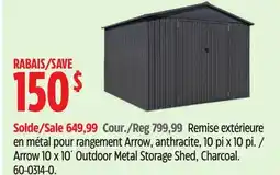 Canadian Tire Arrow 10 x 10´ Outdoor Metal Storage Shed, Charcoal offer