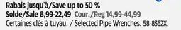 Canadian Tire Selected Pipe Wrenches offer