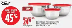 Canadian Tire MASTER Chef 3-Pc Stainless-Steel Mixing Bowls with Lids offer