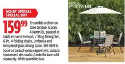 Canadian Tire Sling Dining Set, 6-Pc. 4 folding chairs, umbrella and tempered-glass dining table offer