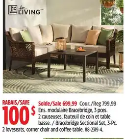 Canadian Tire FOR LIVING Bracebridge Sectional Set, 3-Pc. 2 loveseats, corner chair and coffee table offer