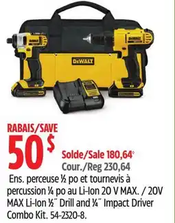 Canadian Tire 20V MAX Li-Ion 1⁄2˝ Drill and 1⁄4˝ Impact Driver Combo Kit offer