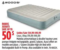 Canadian Tire Queen Double-High Air Bed with Rechargeable Built-In Pump offer