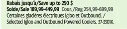 Canadian Tire Selected Igloo and Outbound Powered Coolers offer