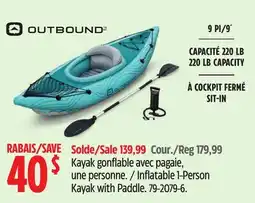 Canadian Tire Inflatable 1-Person Kayak with Paddle offer