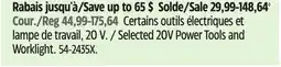 Canadian Tire Mastercraft Selected 20V Power Tools and Worklight offer
