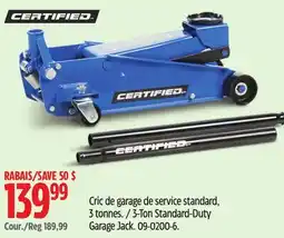 Canadian Tire Certified 3-Ton Standard-Duty Garage Jack offer
