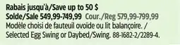 Canadian Tire Selected Egg Swing or Daybed/Swing offer
