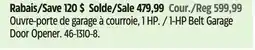 Canadian Tire Chamberlain 1-HP Belt Garage Door Opener offer
