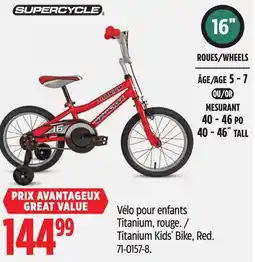 Canadian Tire SUPERCYCLE Titanium Kids' Bike, Red offer