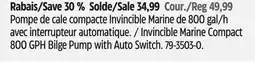 Canadian Tire Starbrite Invincible Marine Compact 800 GPH Bilge Pump with Auto Switch offer