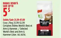 Canadian Tire Selected World's Best and Arm & Hammer Litter offer