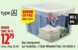 Canadian Tire TYPE A Clear Wheeled Tote offer