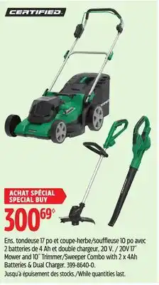 Canadian Tire Certified Sweeper Combo with 2 x 4Ah Batteries & Dual Charger offer