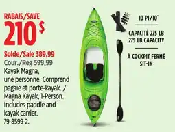 Canadian Tire Magna Kayak, 1-Person. Includes paddle and kayak carrier offer