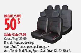 Canadian Tire AutoTrends Red Piping Sport Seat Cover Kit offer