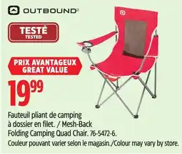 Canadian Tire Mesh-Back Folding Camping Quad Chair offer