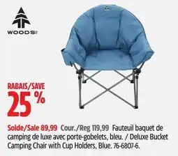 Canadian Tire WOODS Deluxe Bucket Camping Chair with Cup Holders, Blue offer