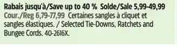 Canadian Tire Selected Tie-Downs, Ratchets and Bungee Cords offer