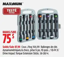 Canadian Tire MAXIMUM Drive Impact Torque Extension Sticks offer