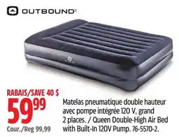 Canadian Tire Outbound Queen Double-High Air Bed with Built-In 120V Pump offer