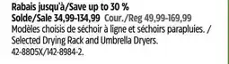 Canadian Tire Selected Drying Rack and Umbrella Dryers offer