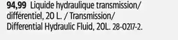 Canadian Tire Transmission/ Differential Hydraulic Fluid, 20L offer