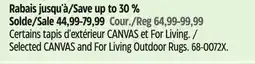 Canadian Tire Selected CANVAS and For Living Outdoor Rugs offer