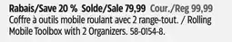 Canadian Tire Certified Rolling Mobile Toolbox with 2 Organizers offer