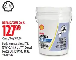 Canadian Tire Shell T4 Diesel Motor Oil offer