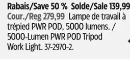 Canadian Tire MotoMaster 5000-Lumen PWR POD Tripod Work Light offer